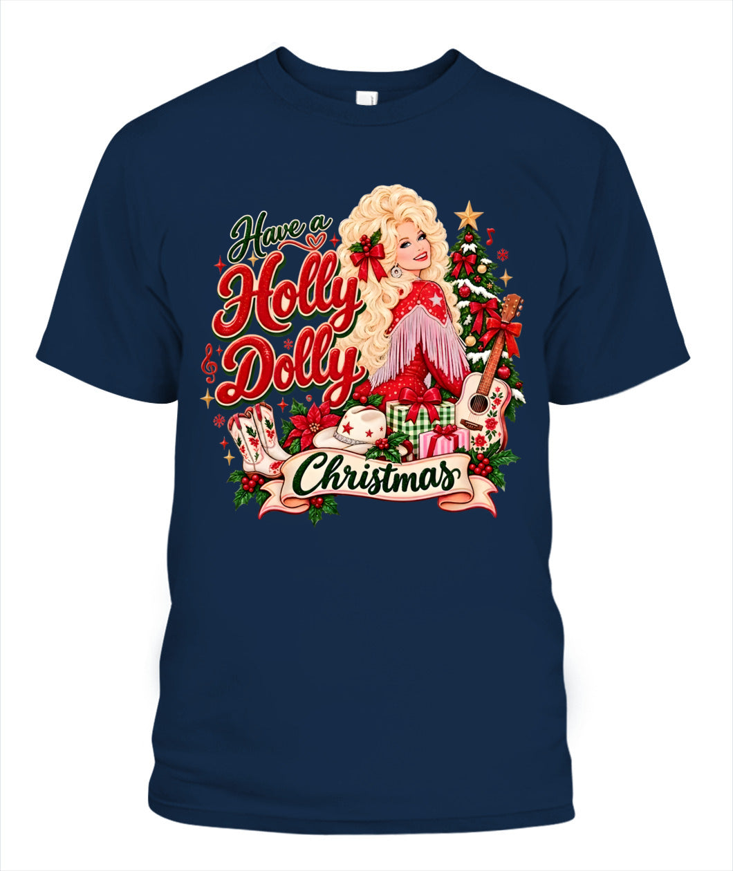 Holly Dolly Christmas Shirt Unisex T-Shirt Navy