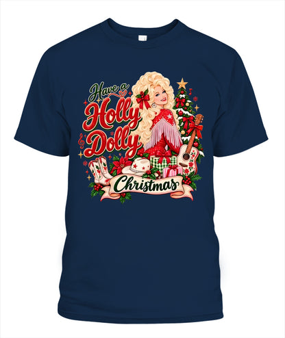 Holly Dolly Christmas Shirt Unisex T-Shirt Navy