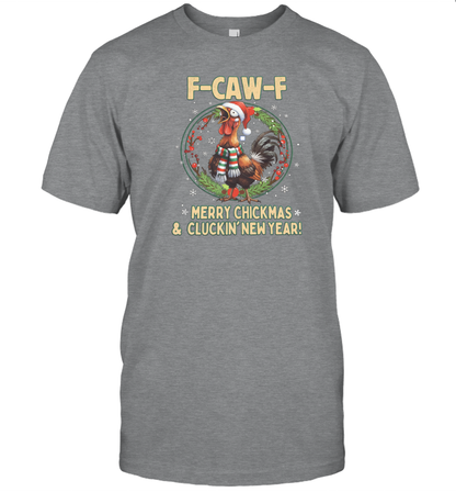 WarningPrint F Caw F Christmas and Cluckin New Year T-Shirt Sport Grey